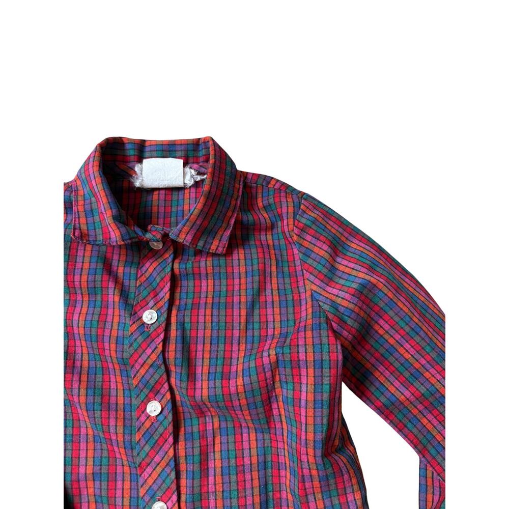 Vintage | Pink / Red / Green / Blue Plaid Cotton Button Down Shirt | Size 4